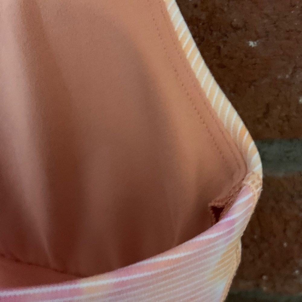 Athleta Orange Pink Sherbet Tie-Dye Sleeveless Crop Top Sports Bra - Picture 7 of 8